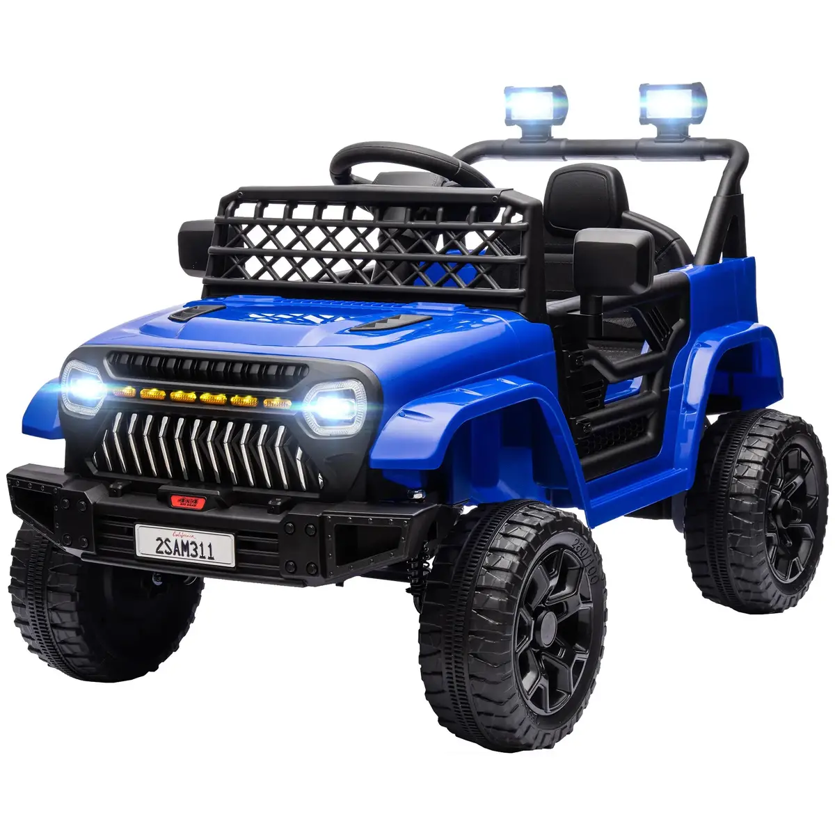 Qaba 12V Ride On Truck, Electric Car For Kids With Remote Control, Suspension, 3 Speeds, Usb Music Headlights, Dark Blue 1