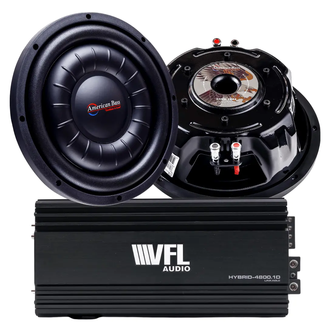 Power Pack: 2 Hawk Slim 10 Subwoofers + Vfl Hybrid 4800.1 Amplifier 1