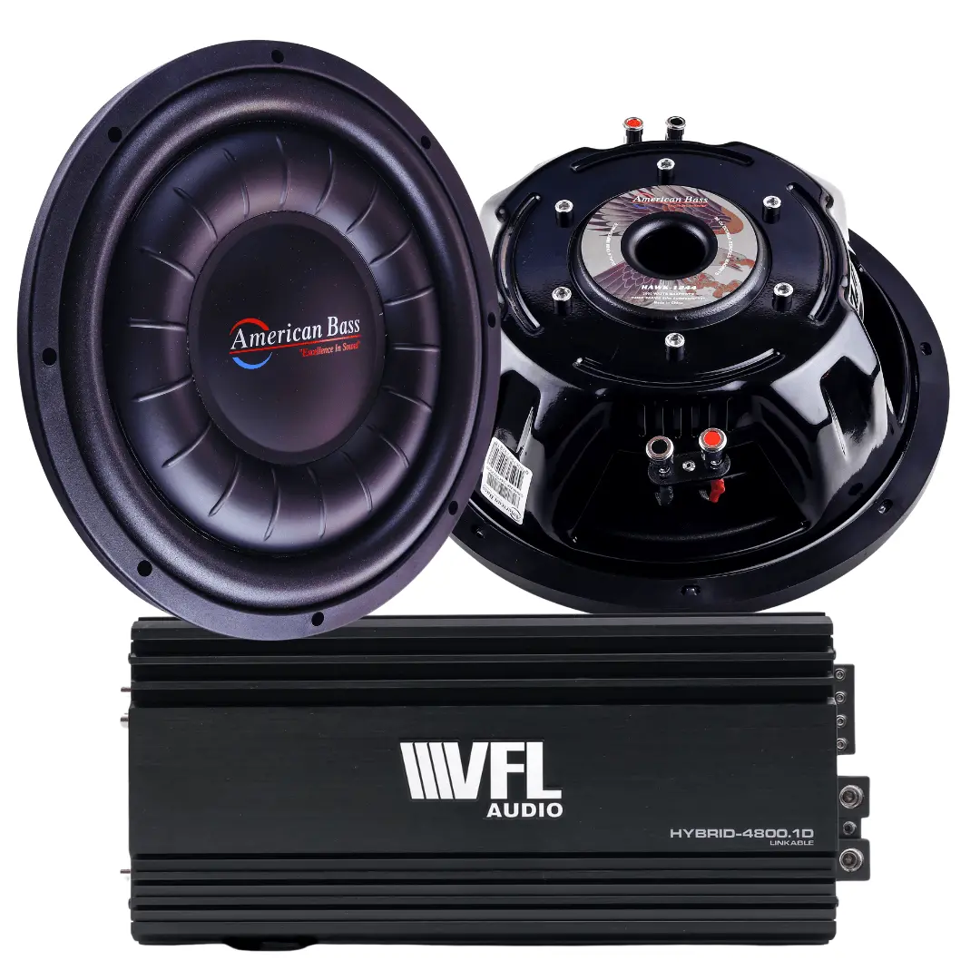Power Pack: 2 Hawk Slim 12 Subwoofers + Vfl Hybrid 4800.1 Amplifier 1