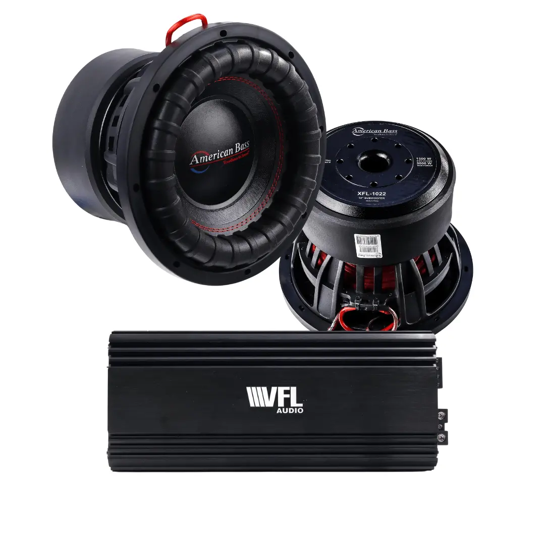 Power Pack: 2 Xfl 10” Subwoofers + Vfl Stealth 5500.1D Amplifier Bundle 1