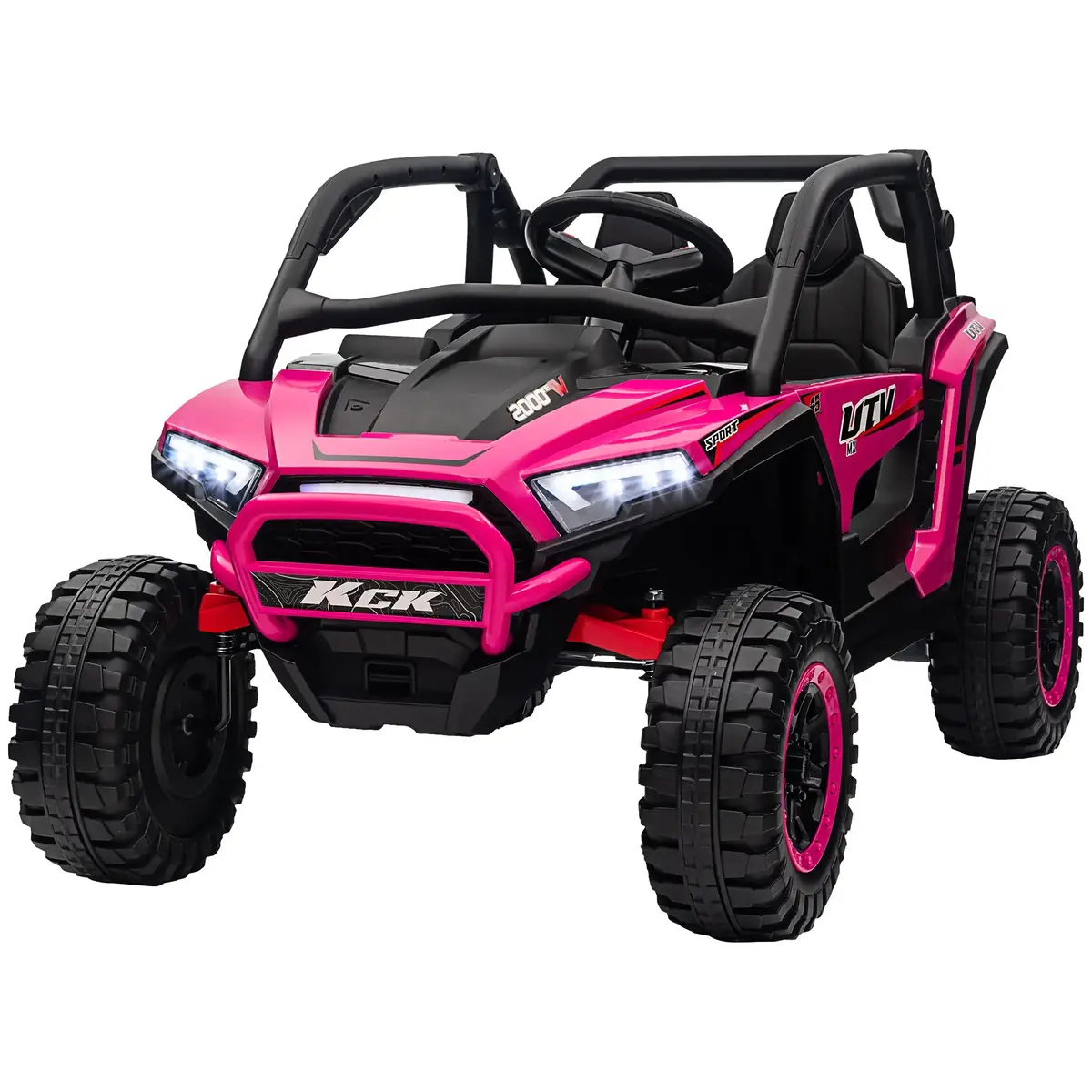 Qaba 2 Seater 24V 7Ah Ride On Truck, Electric Car For Kids W/ Spring Suspension, Remote Lights, Horn, Music 1