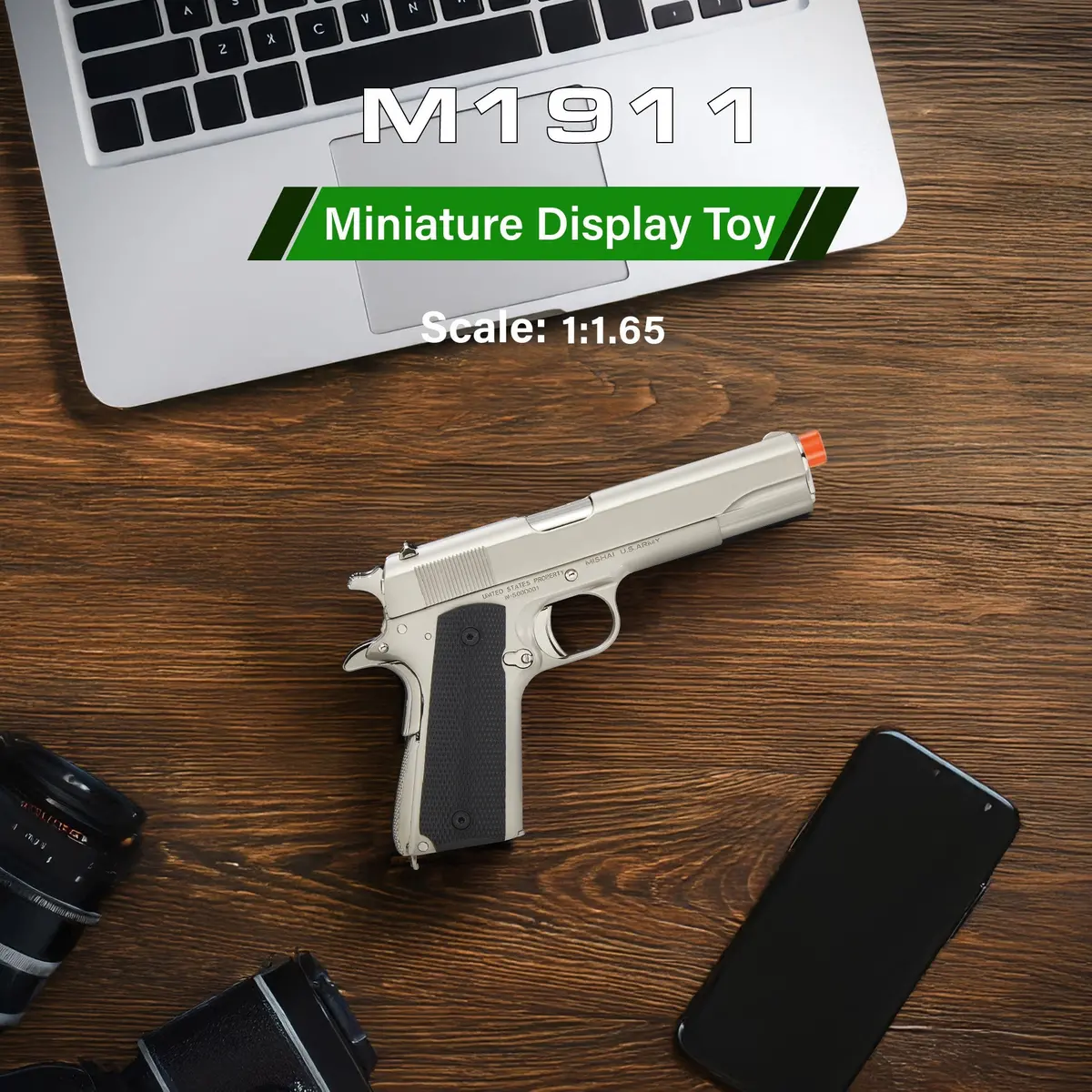 M1911 1:1.67 Scale- Silver - Wolfhound Tactical Miniature Pistol Model 1