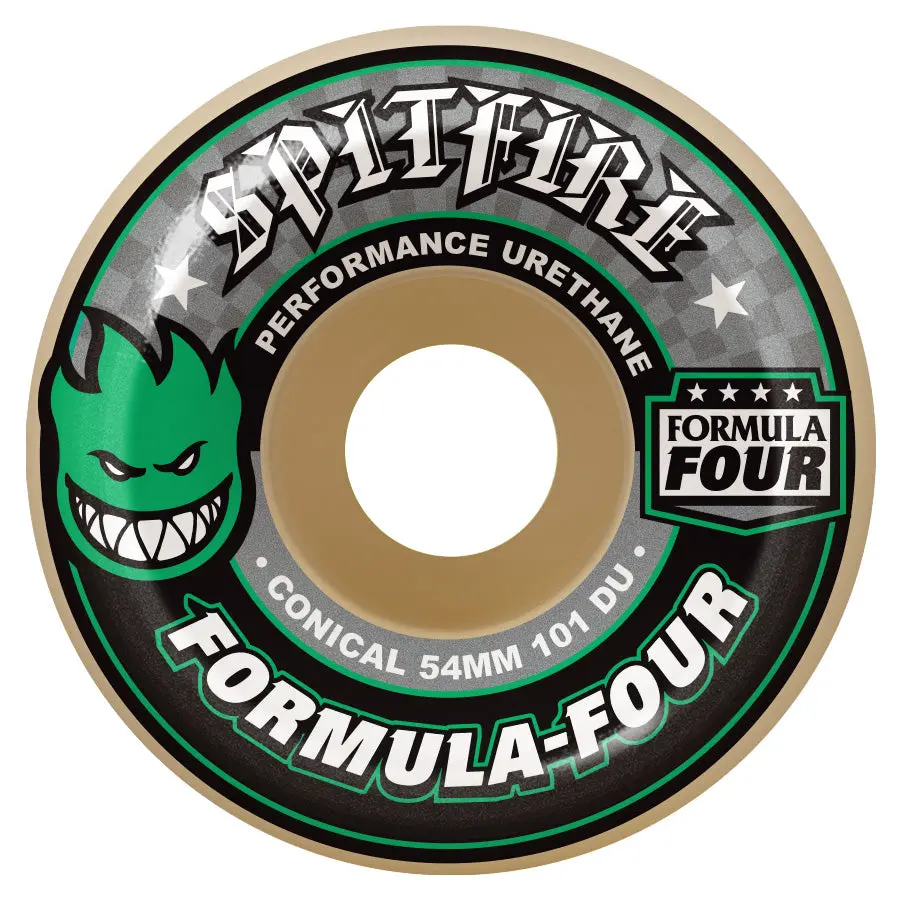 Spitfire Wheels Formula Four F4 101D Conical Green Print 52Mm 1