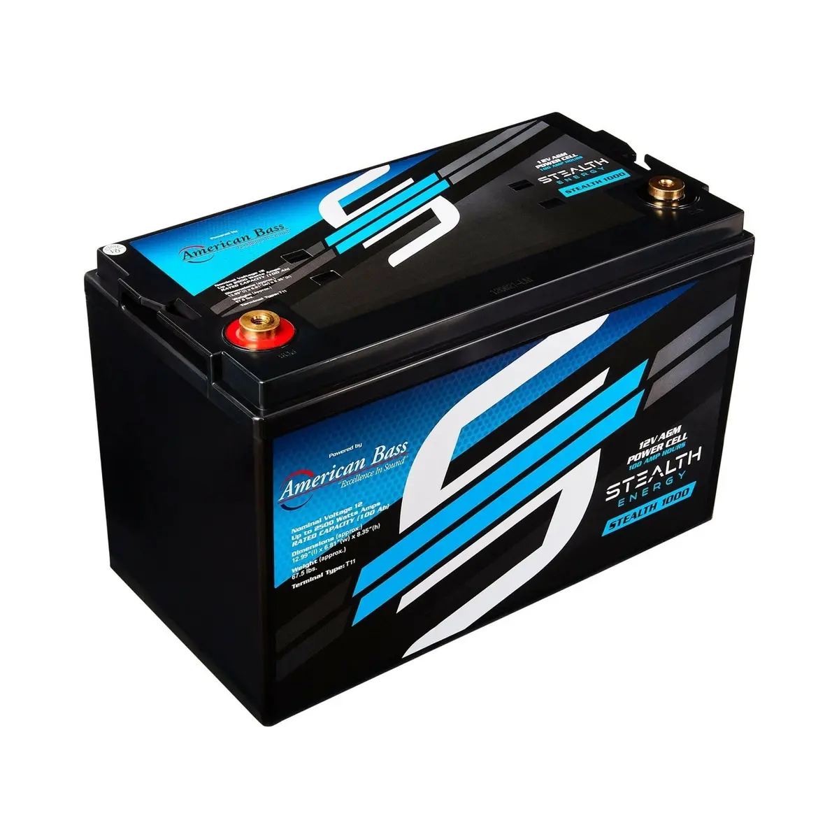 St-1000 American Bass Audio Stealth 1000 | 100Ah Agm Battery | Maintenance-Free, Sealed Power For Car Audio & More 2