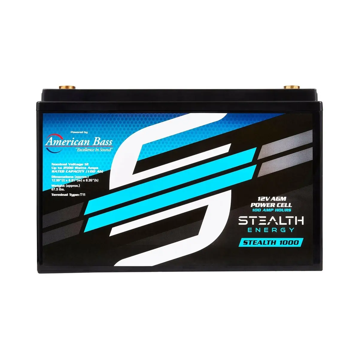 St-1000 American Bass Audio Stealth 1000 | 100Ah Agm Battery | Maintenance-Free, Sealed Power For Car Audio & More 1