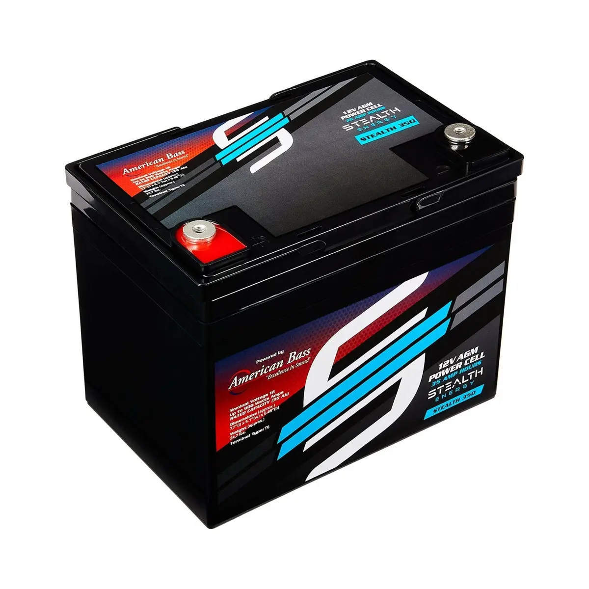 St-350 American Bass Audio Stealth 350 | 35Ah Agm Battery | Maintenance-Free, Sealed Power For Car Audio & More 2