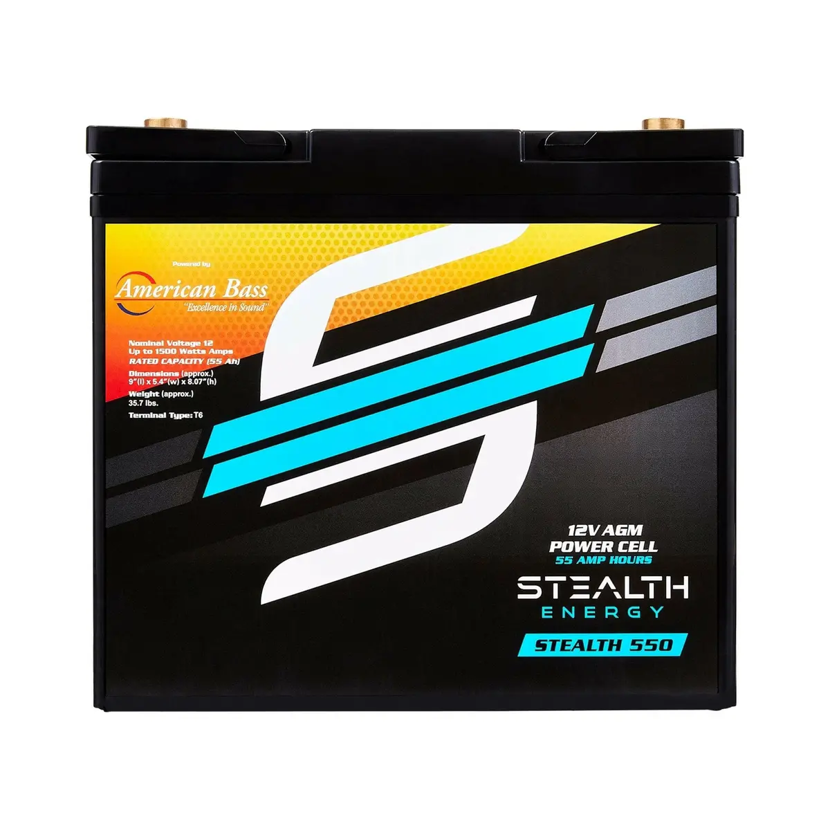 St-550 American Bass Audio Stealth 550 | 55Ah Agm Battery | Maintenance-Free, Sealed Power For Car Audio & More 1
