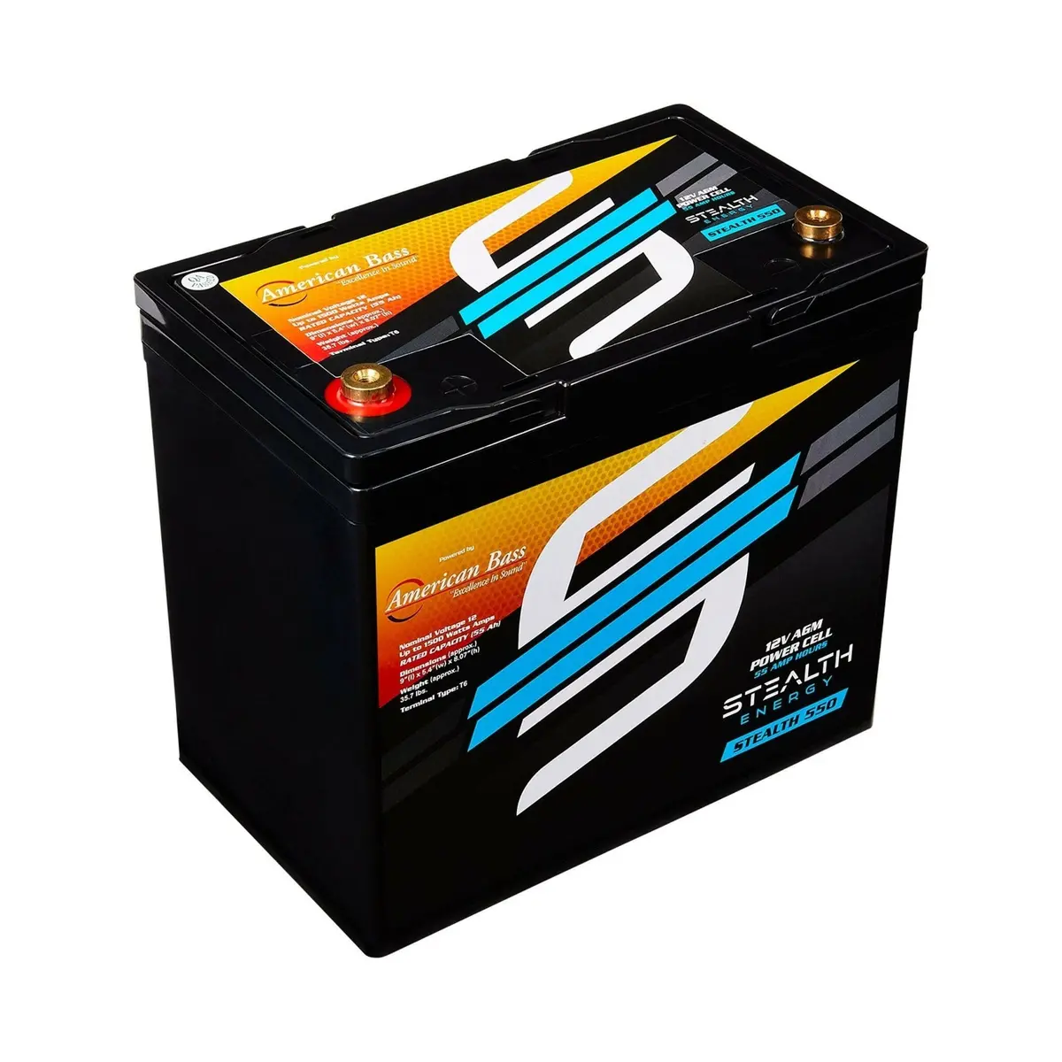 St-550 American Bass Audio Stealth 550 | 55Ah Agm Battery | Maintenance-Free, Sealed Power For Car Audio & More 2