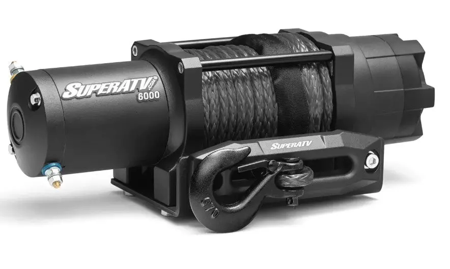 Superatv 6000Lb Winch With Remote & Synthetic Rope 1