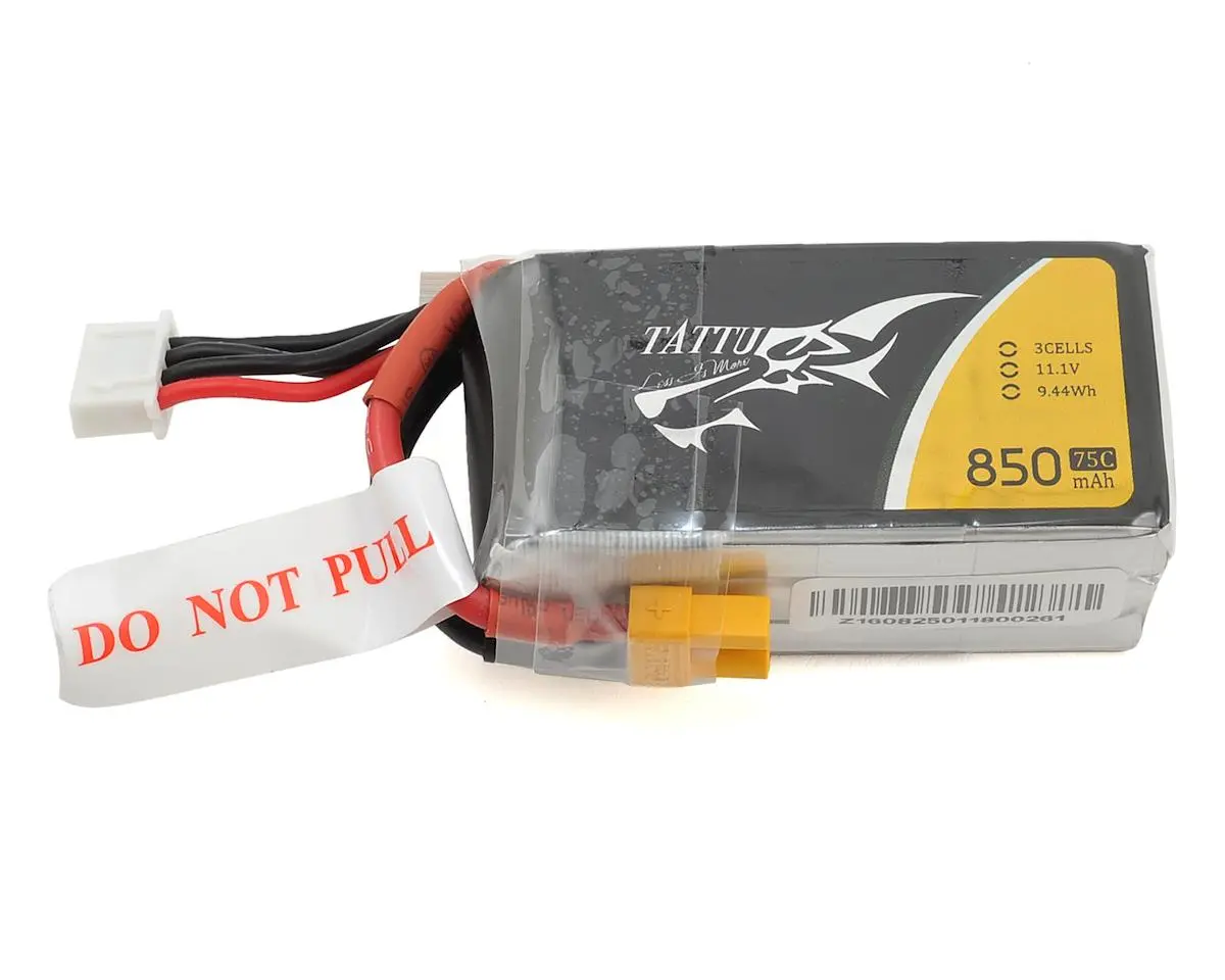 New Tattu 3S Lipo Battery 75C (11.1V/850Mah) W/Xt-30 Connector 1