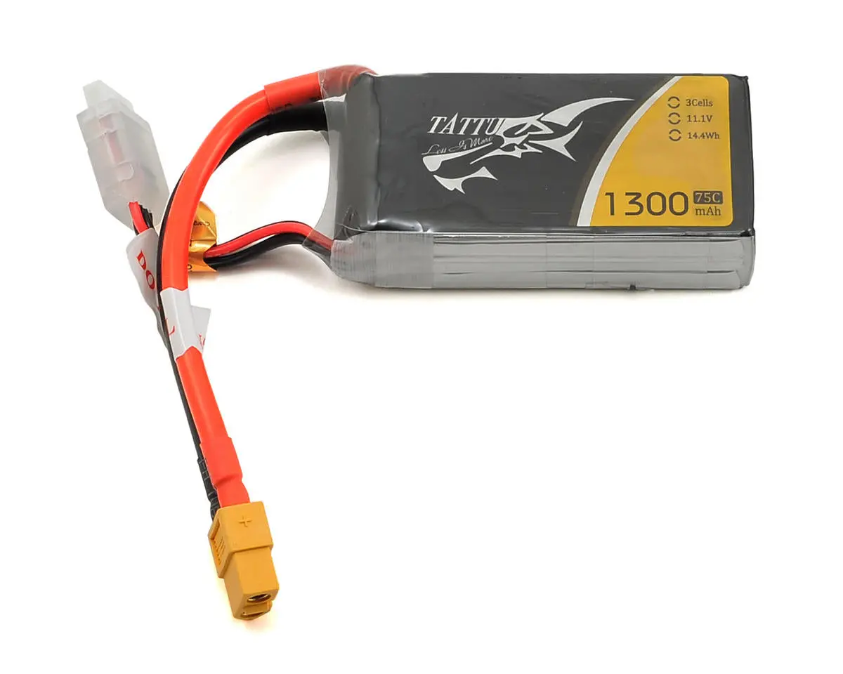 New Tattu 3S Lipo Battery 75C (11.1V/1300Mah) W/Xt60 Connector 1