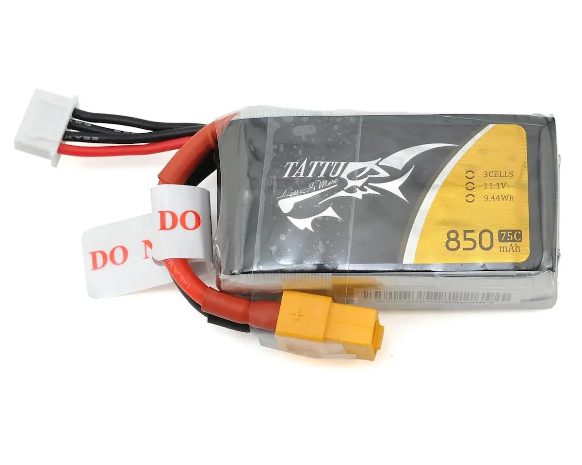 New Tattu 3S Lipo Battery 75C (11.1V/850Mah) W/Xt-60 Connector 1