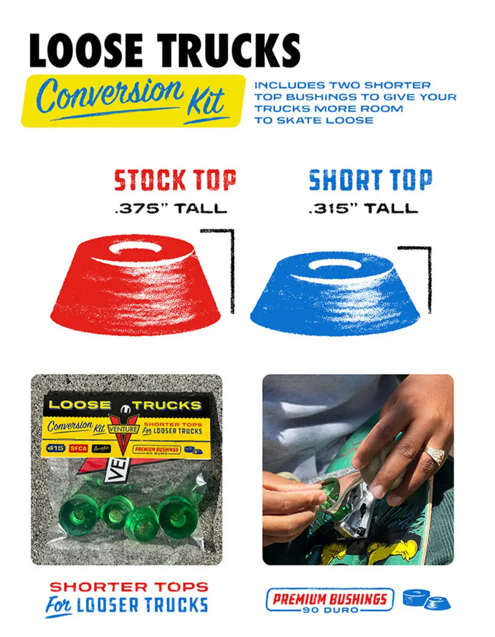 Venture Loose Truck Conversion Kit Green (90 Duro) 1