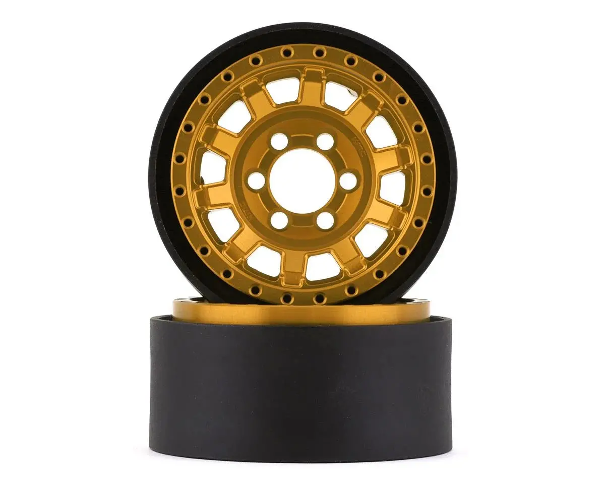 New Vanquish Products Kmc Km236 Tank 1.9" Beadlock Crawler Wheels (Gold) (2) 1