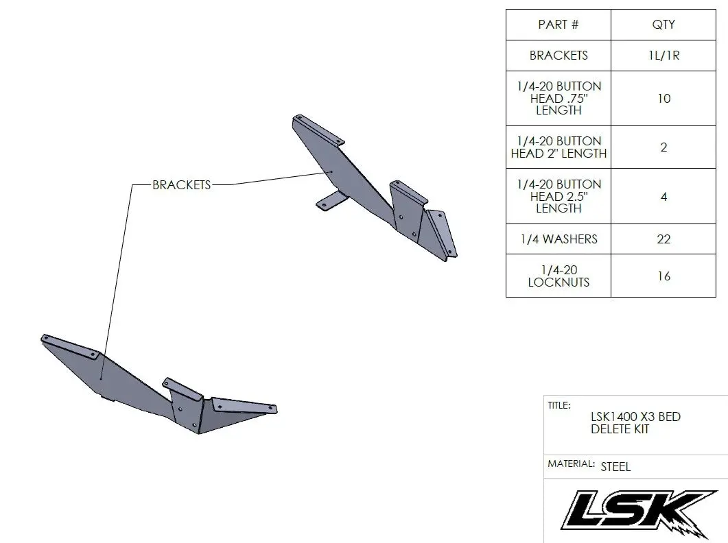Lsk Cam-Am X3 Bed Delete Kit 2