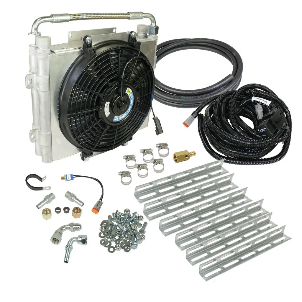 Xtrude Double Stacked Transmission Cooler With Fan - Complete Kit 5/8In Lines 1