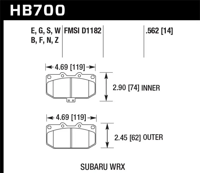 Hawk Dtc-60 Race Brake Pads – Front, Optimized For 2006–2007 Subaru Impreza Wrx 1