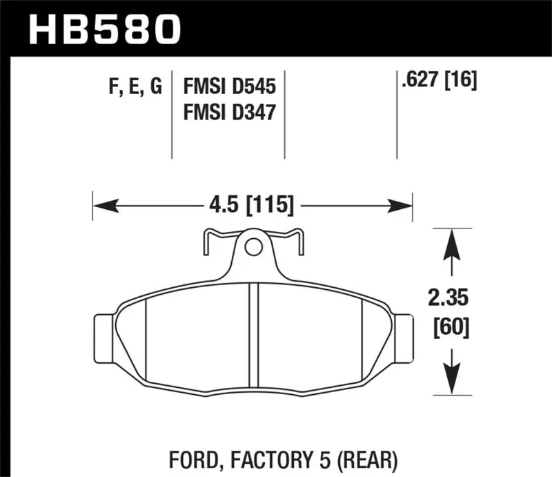 Hawk Dtc-60 Race Rear Brake Pads For 1986–1992 Ford Taurus Sho & Thunderbird Super Coupe 1