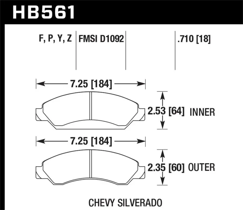 Hawk 07 Chevy Tahoe / 07 Gmc Yukon Hps 5.0 Front Brake Pads 1
