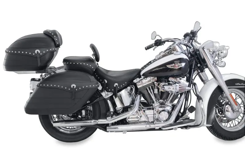 Harley-Davidson Inspired Wide-Tire Solo Seat For Mustang (2006–2017) – Black With Driver Backrest And Studs 1