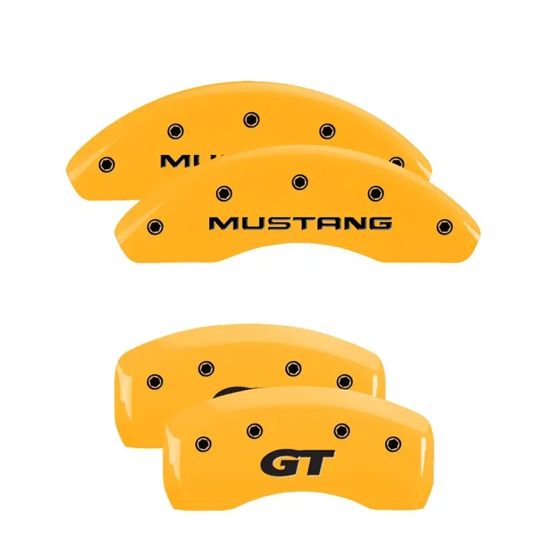 Mgp Engraved Caliper Covers For 1997 Ford Mustang Sn95/Gt – Front & Rear, Yellow Finish With Black Charcoal Accents 1