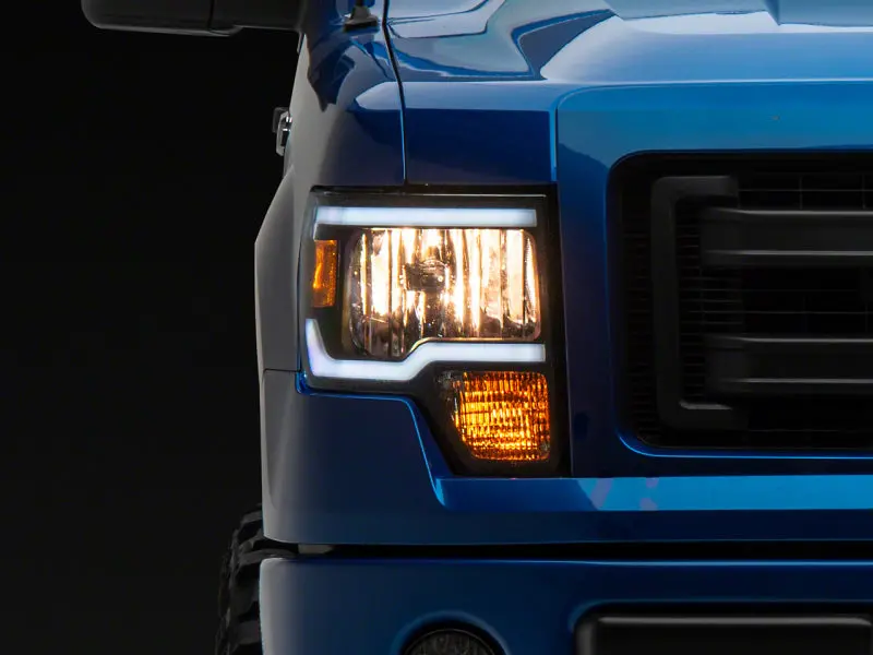 Raxiom Axial Series Led Headlights For 2009–2014 Ford F-150 – Black Housing, Clear Lens, Integrated Sequential Bar 1