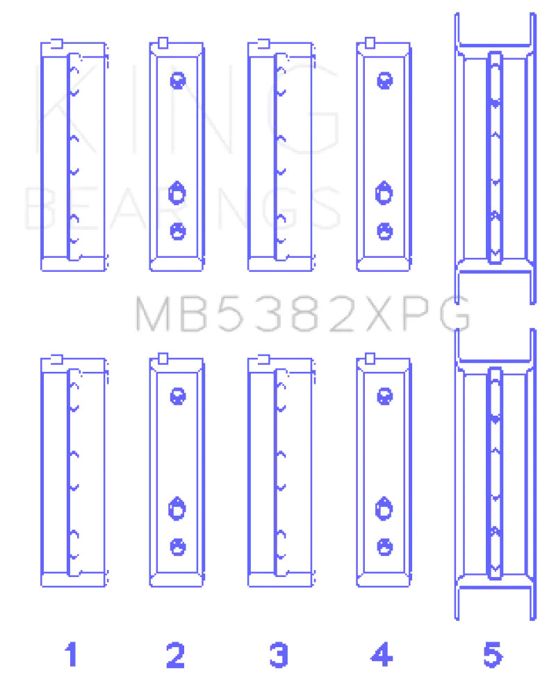 King Tri-Metal Performance Main Bearing Set For Subaru Ej20/Ej22/Ej25 – #5 Thrust Position, 0.026" Oversize 1