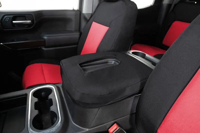 Covercraft Endura Precisionfit Front Seat Covers For 2023–2024 Chevrolet Silverado – Red/Black Color Scheme 1