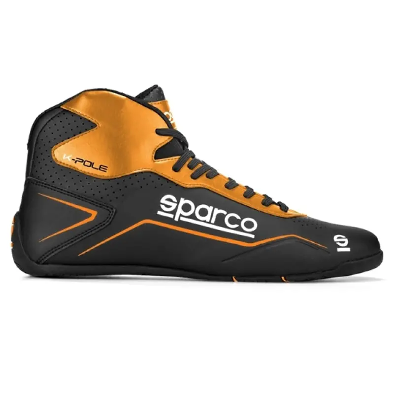 Sparco K-Pole Racing Driving Shoes – Size 48, Black/Orange Colorway 1