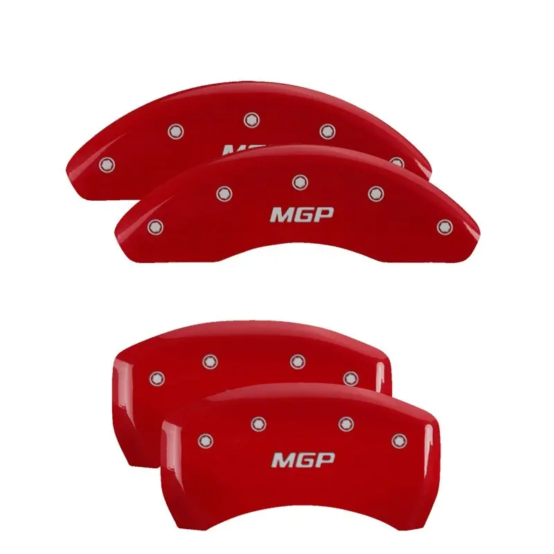Mgp Engraved Front Caliper Covers For Compatible Vehicles – Red Accent With Silver Base 1