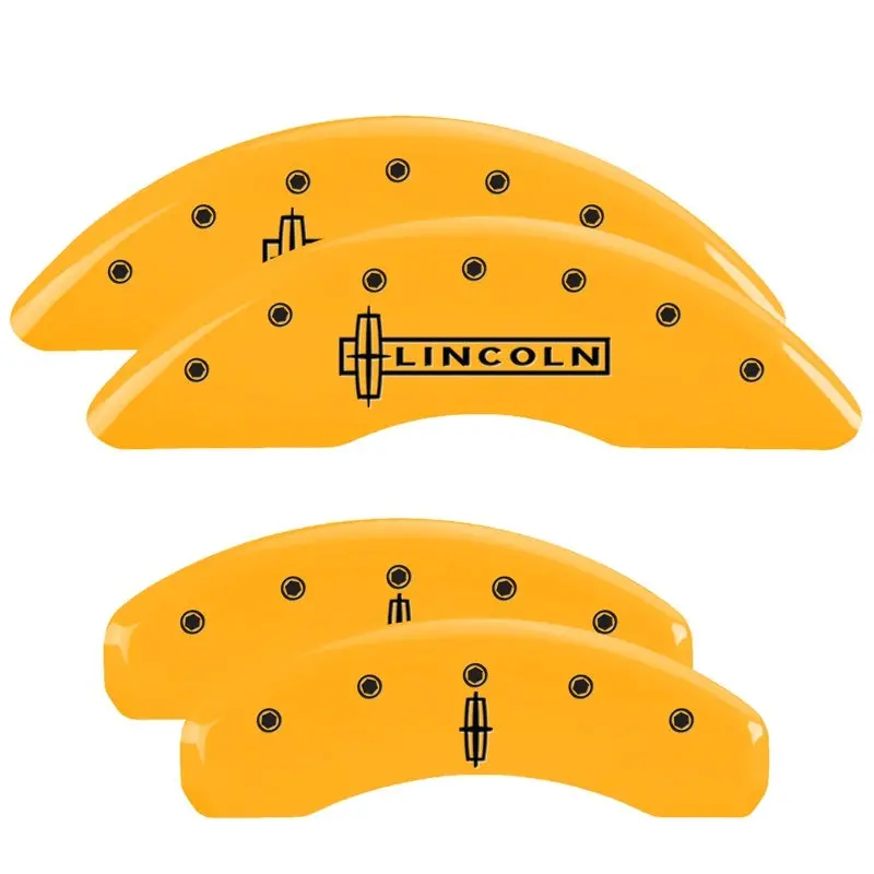 Mgp Engraved Caliper Covers For 2009 Lincoln Navigator – Yellow Finish With Black Charcoal Accents And Star Logo 1