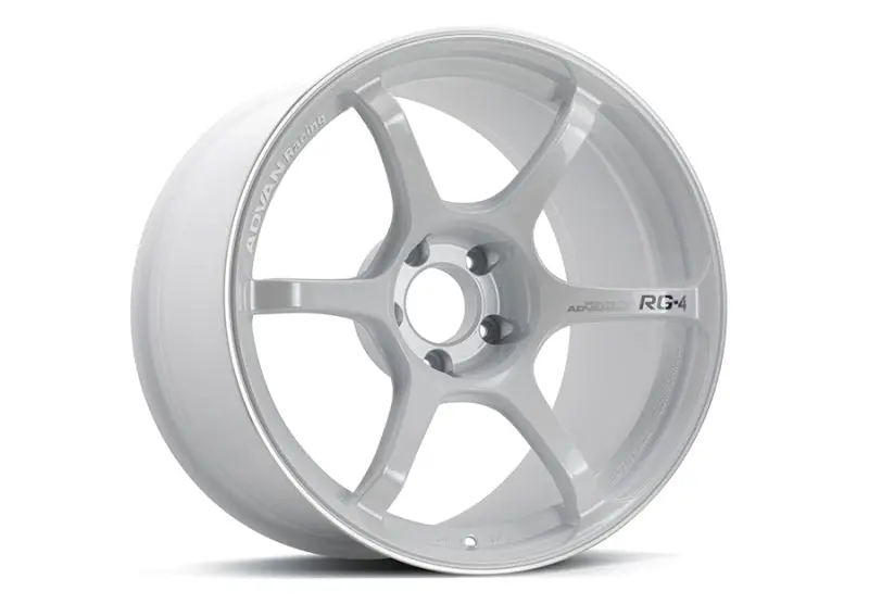 Advan Rg-4 Forged Alloy Wheel – 18X8, +44 Offset, 5X114.3, Racing White Metallic With Accent Ring 1